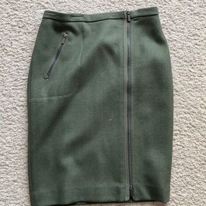 J. crew olive wool pencil skirt